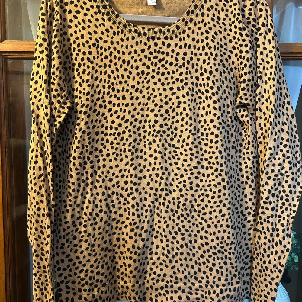 J. Crew Tan and Black Patterned Sweater